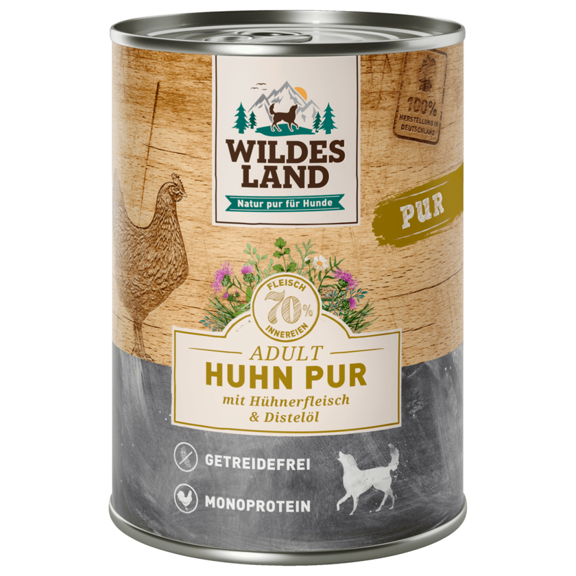 Wildes Land Adult Huhn Pur mit Hühnerfleisch & Distelöl 400g
